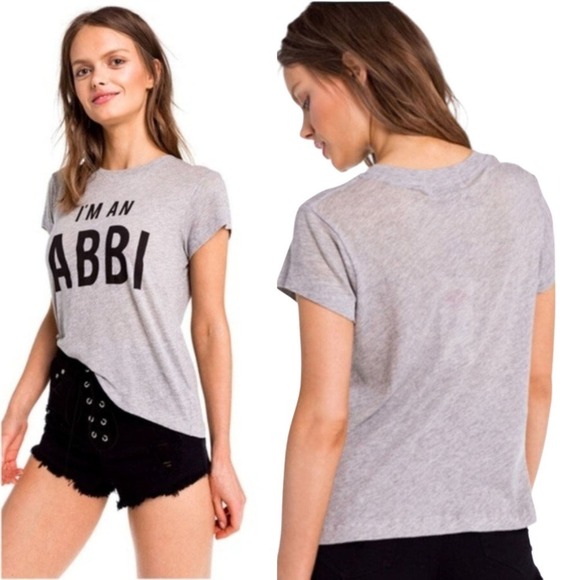Wildfox NWT I'm An Abbi Broad City Statement Graphic Baby Tee Heather Gray XS - Picture 2 of 10